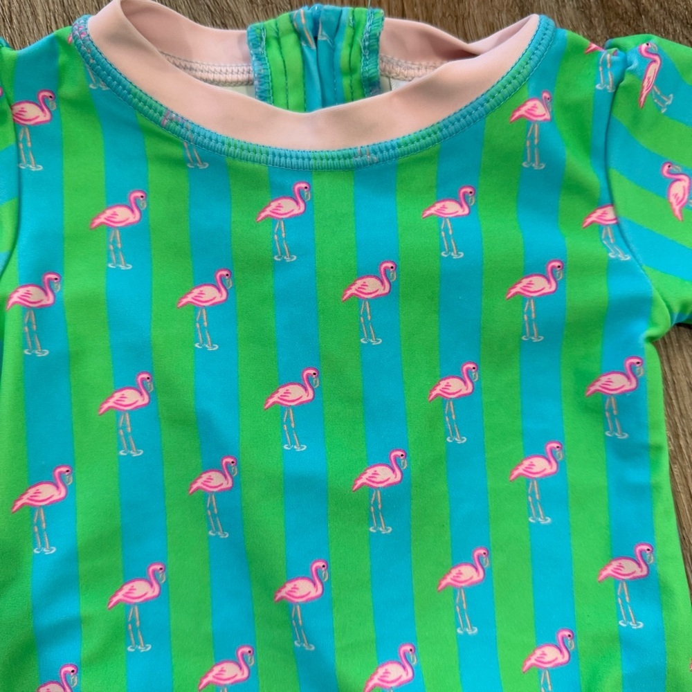 Ruffle Butts Baby Girl Swimsuit One Piece Size 3-6 Months Flamingos Ruffles Girl - Picture 3 of 7